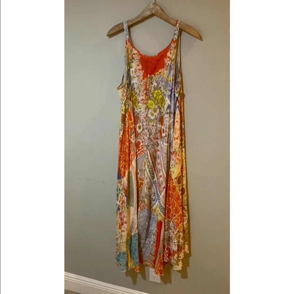 Johnny Was Bright Multicolor Floral Paisley Slip Maxi Dress - Picture 8 of 14
